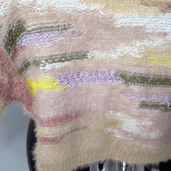 Pilcro Women's Boat Neck Distressed Multicolor Sweater - Picture 5 of 6